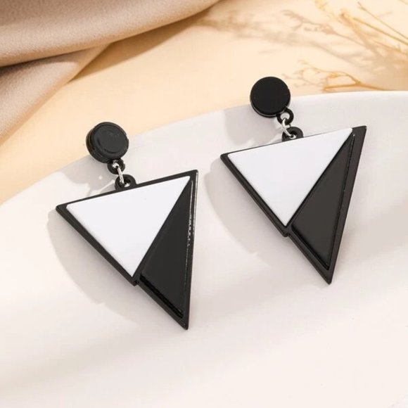 Jewelry - Unique Two-Tone Geometric Drop Earrings